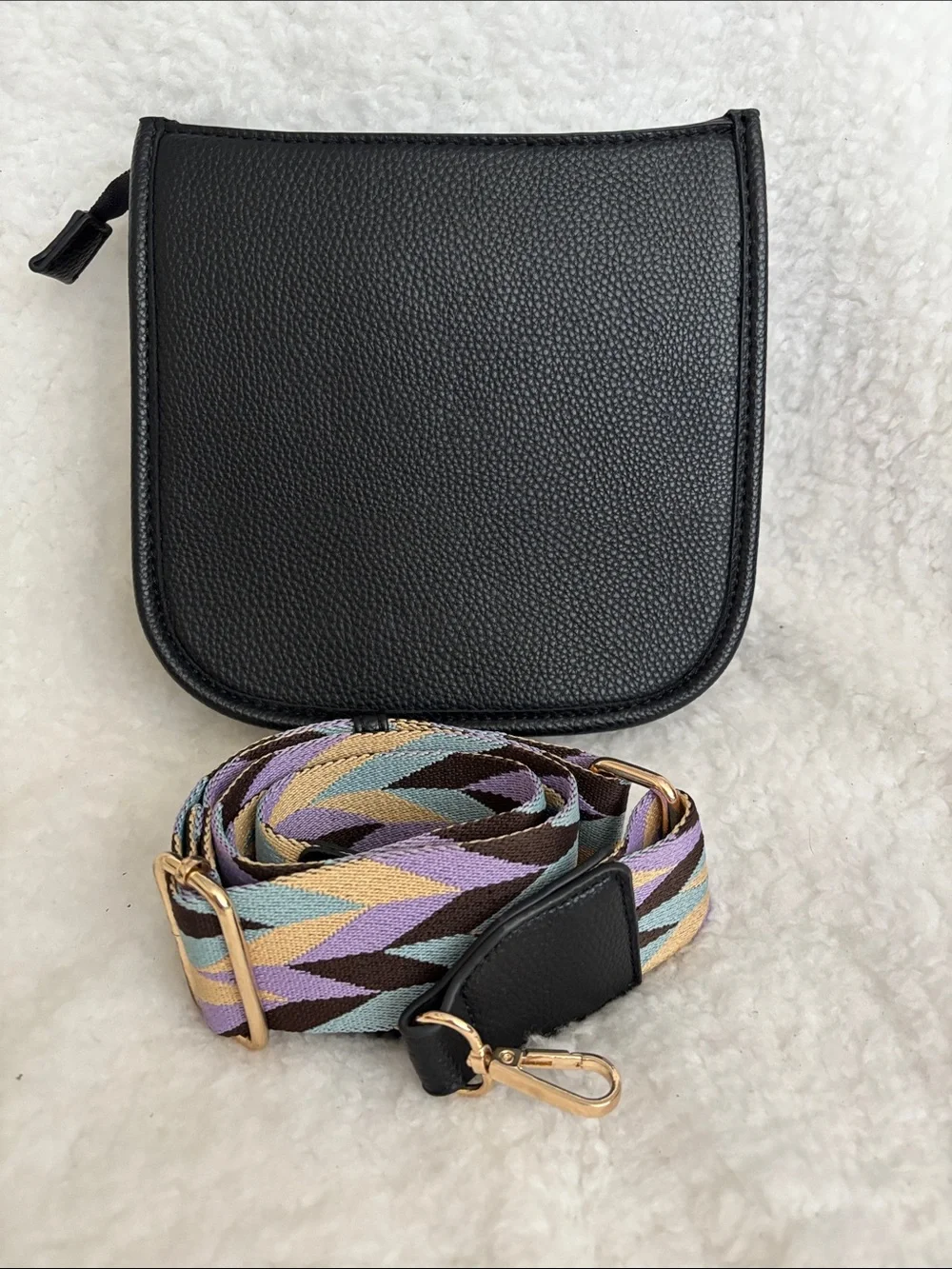Black Crossbody Bag with Geo Adjustable Strap
